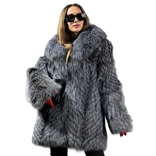 Load image into Gallery viewer, Natural Striped Silver Fox Fur Coat
