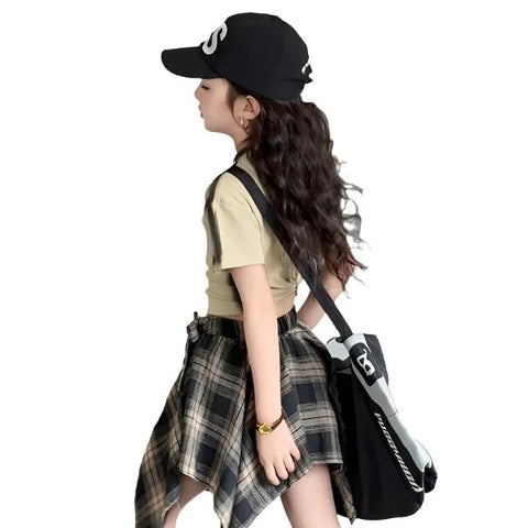 Irregular Plaid Skirt Set-Modern Baby Las Vegas