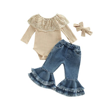 Load image into Gallery viewer, Tan Ruffle Top Set
