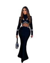 Load image into Gallery viewer, Hollow Out Long Crystal Skirt Set
