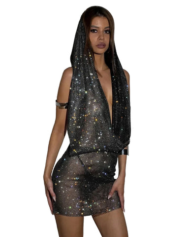 Y2K Rhinestone Mesh Dress-Modern Baby Las Vegas
