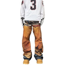 Load image into Gallery viewer, Digital Print Multi-Belt Denim Jeans
