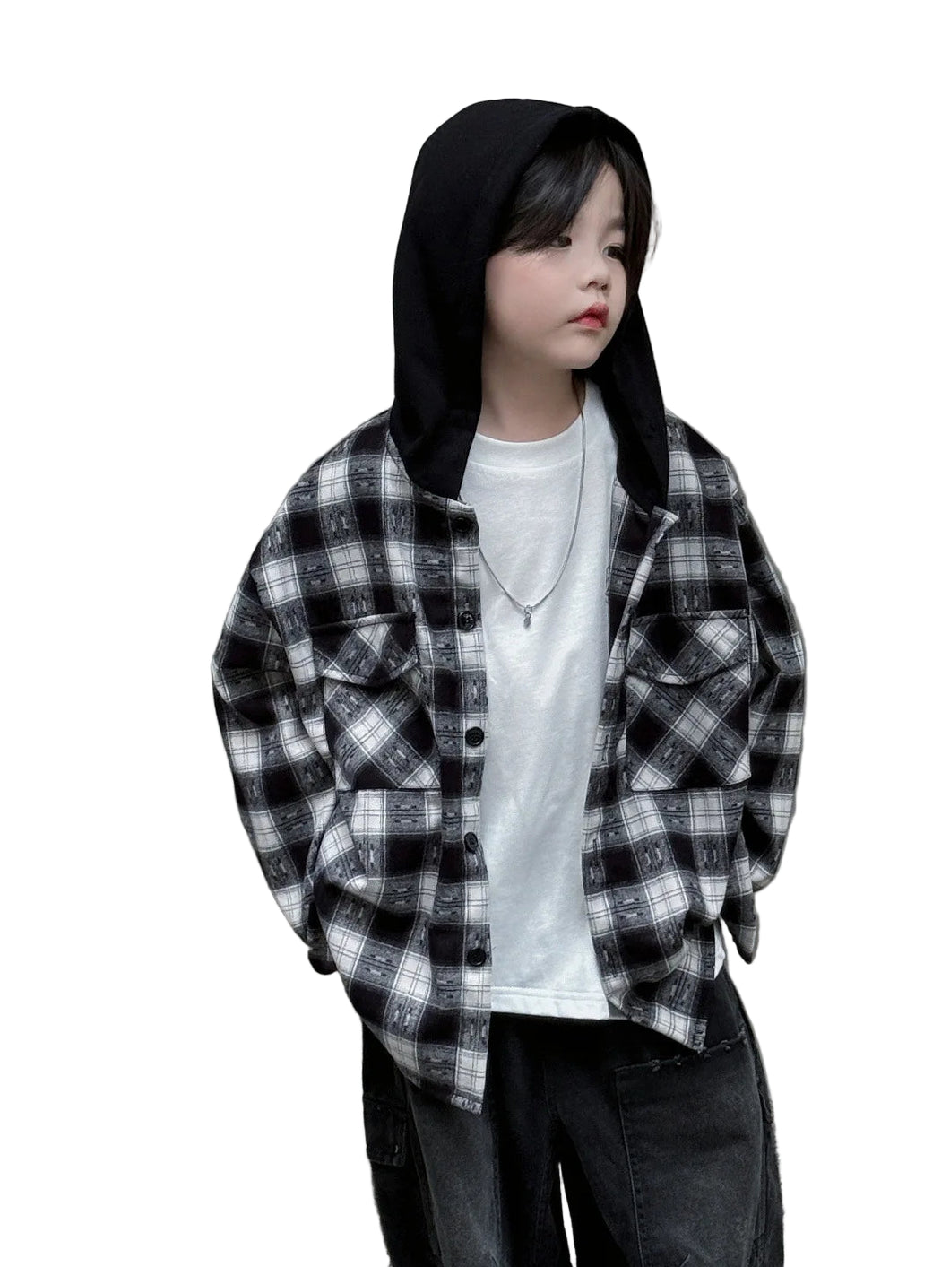 Hooded Plaid Jacket Top