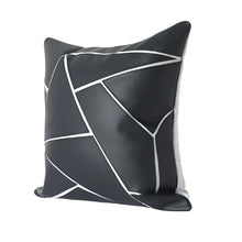 Load image into Gallery viewer, Geometric Stitched Leather Pillow Cover
