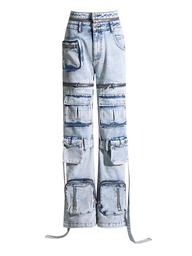 Interchangeable Zipper Pocket Denim Jeans