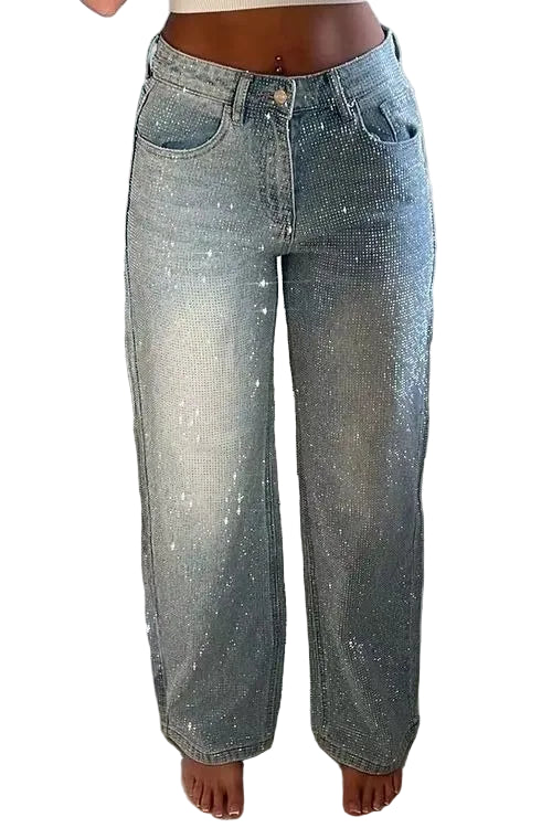 Speckle Beaded Denim Jeans