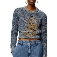 Load image into Gallery viewer, Distressed Drip Chain Sweater
