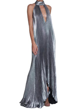 Load image into Gallery viewer, Metallic Pleated Keyhole Dress
