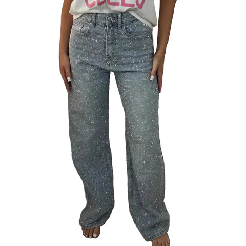 Speckle Beaded Denim Jeans
