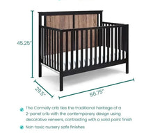 Load image into Gallery viewer, Wood Black Finish Convertible Crib
