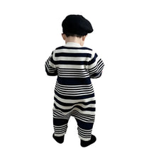 Load image into Gallery viewer, Striped Button Knitted Romper
