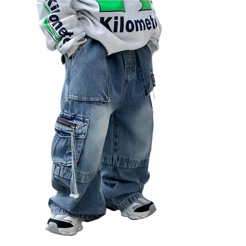 Wide-Leg Pocket Denim Jeans-Modern Baby Las Vegas