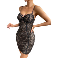 Load image into Gallery viewer, Black Lace Mini Dress
