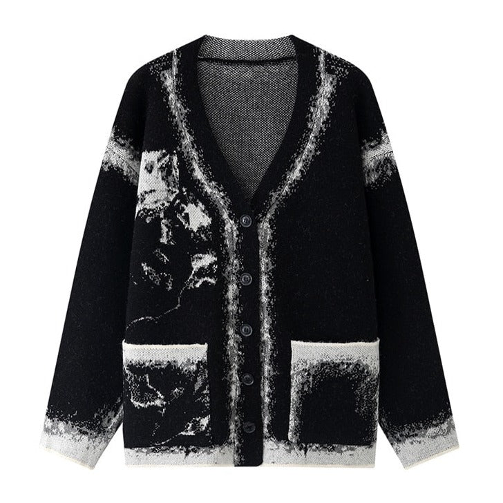 Black Knitted Sweater Cardigan
