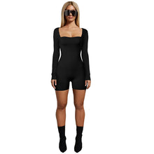 Load image into Gallery viewer, Square Neck Long Sleeve Romper Shorts
