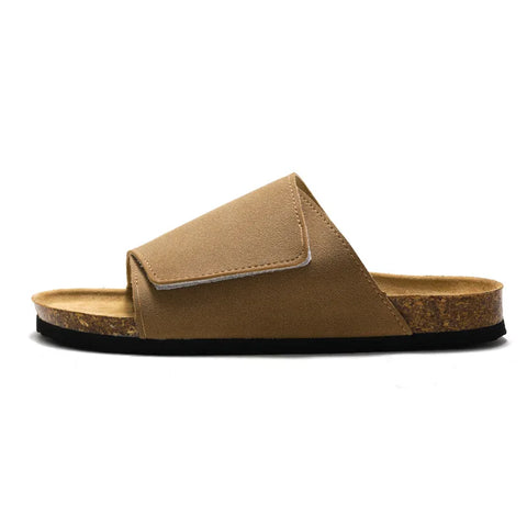 Single Strap Suede Leather Cork Slides-Modern Baby Las Vegas