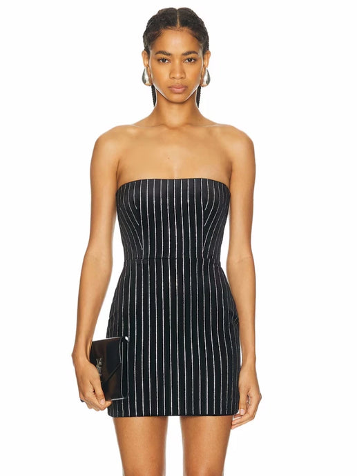 Striped Crystal Mini Dress-Modern Baby Las Vegas