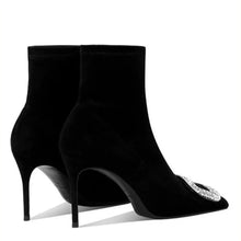 Load image into Gallery viewer, Crystal Accent Pointed Toe Ankle Boots
