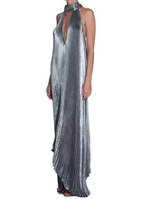 Load image into Gallery viewer, Metallic Pleated Keyhole Dress
