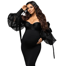 Load image into Gallery viewer, Mesh Puff Sleeve Maternity Dress
