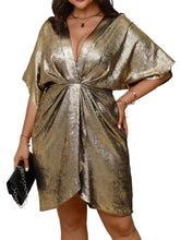 Load image into Gallery viewer, Gold Batwing Sleeve Dress
