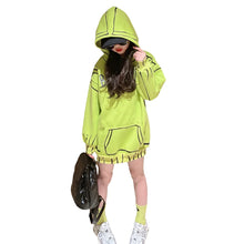 Load image into Gallery viewer, Neon Lined Letter Hoodie Dress
