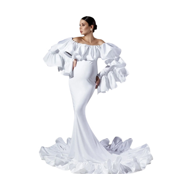 Elegant Ruffle-Trimmed Mermaid Gown-Modern Baby Las Vegas