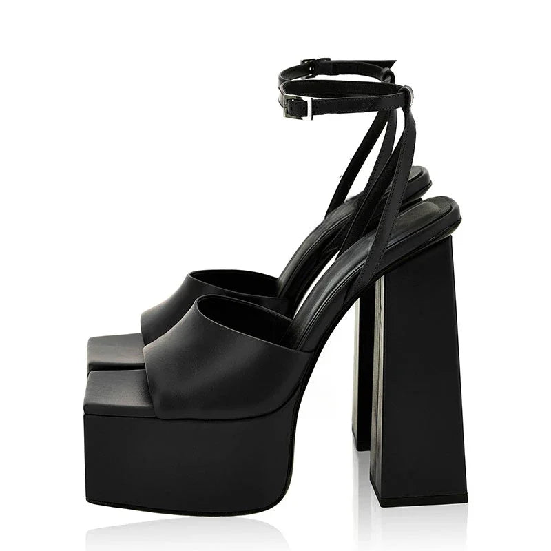 Square-Toe Thick Sole Platform Sandals