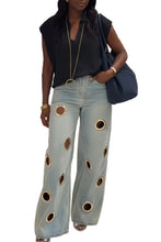 Load image into Gallery viewer, Metal Hole Denim Jeans
