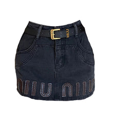 Load image into Gallery viewer, Faded Letter Patch Denim Skirt
