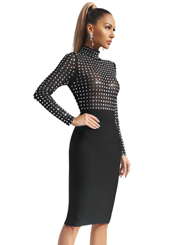 Rhinestone Mesh Patch Dress-Modern Baby Las Vegas