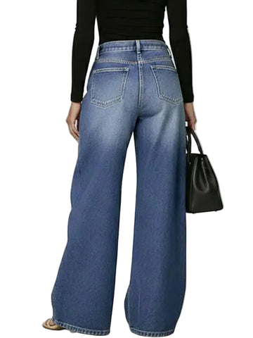 Side Metal Hole Denim Jeans