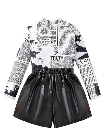 Letter Top And Skirt Set