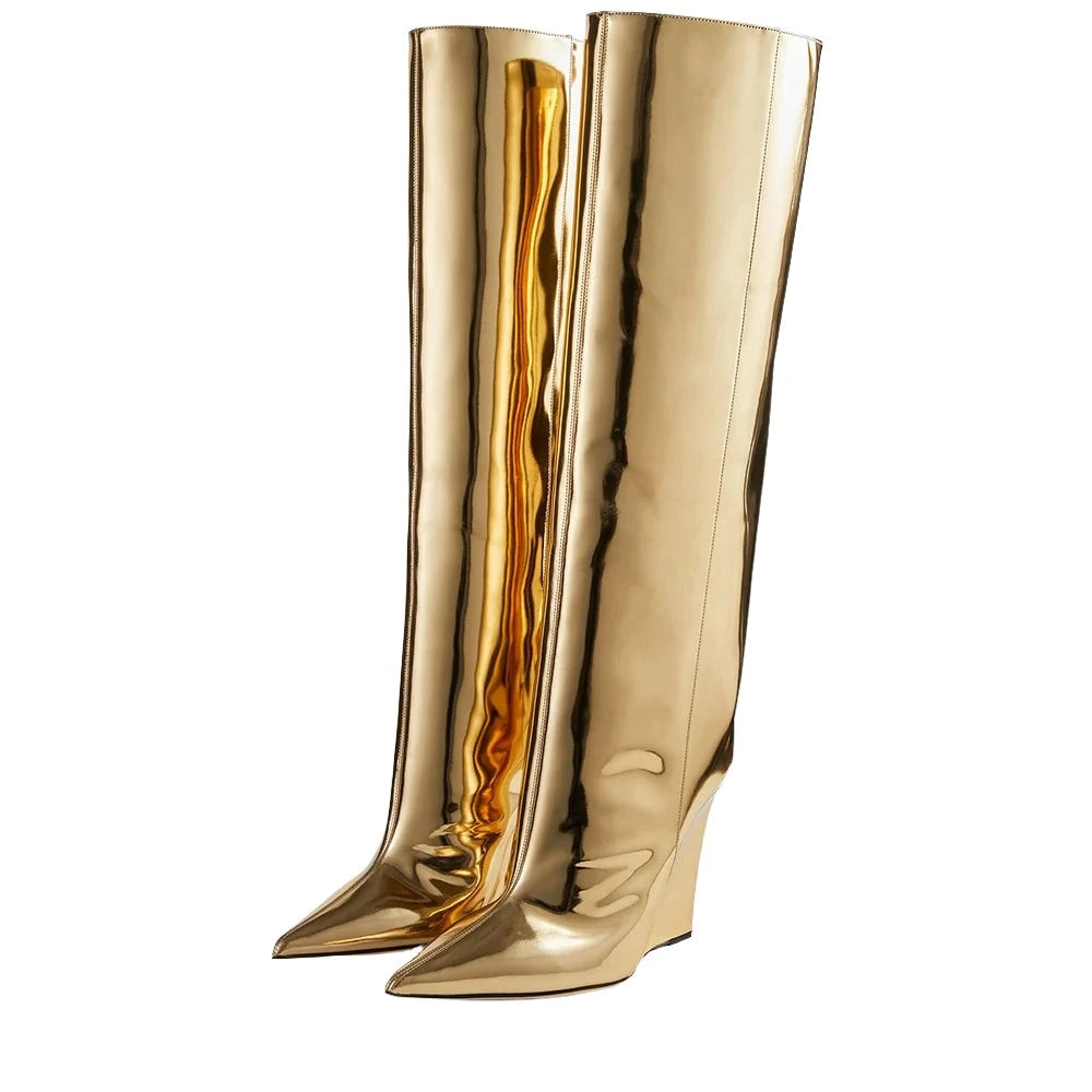 Patent Leather Wedge Boots