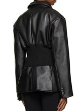 Load image into Gallery viewer, Patch Knitted Waist Leather Jacket
