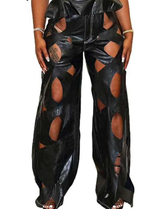 Hollow Out Leather Trousers | Modern Baby Las Vegas
