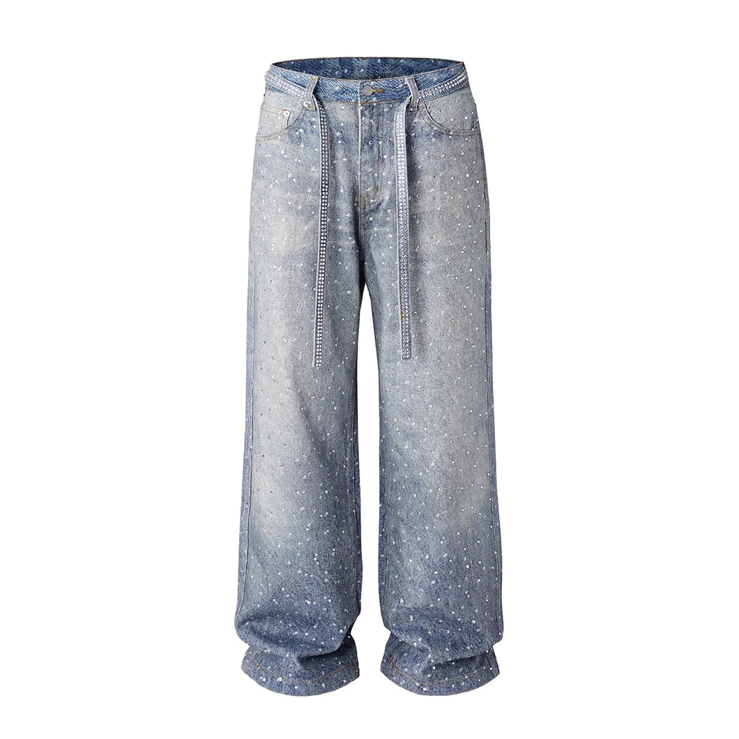 Full Speckled Rhinestone Denim Jeans-Modern Baby Las Vegas
