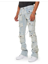 Load image into Gallery viewer, Multi-Pocket Denim Cargo Pants
