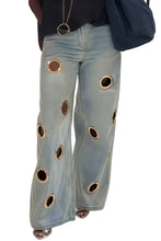 Load image into Gallery viewer, Metal Hole Denim Jeans
