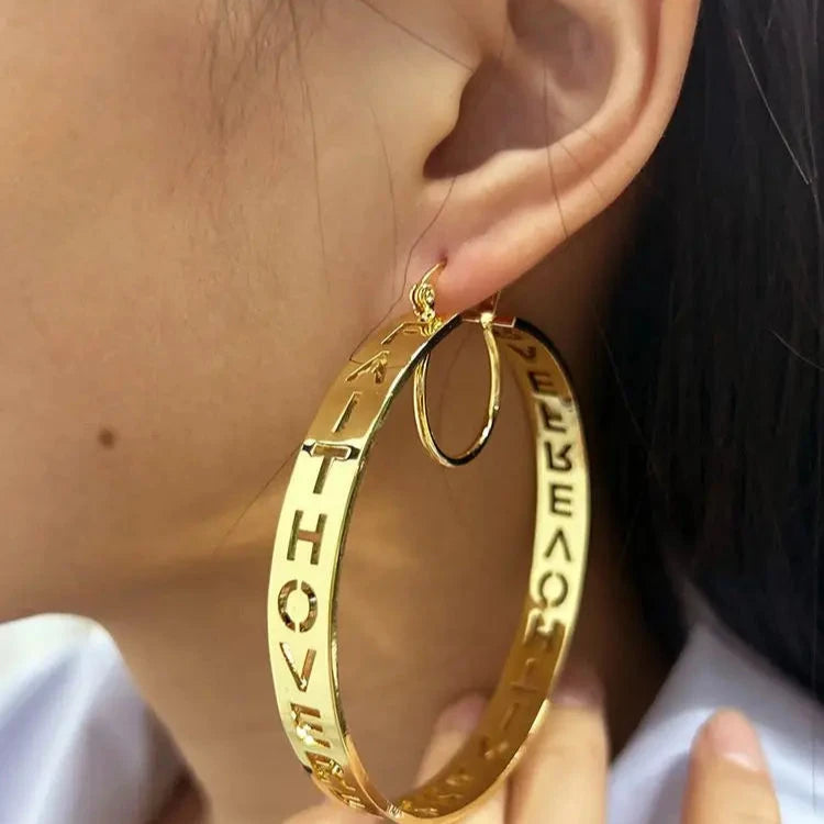 Thick Name Hoop Earrings