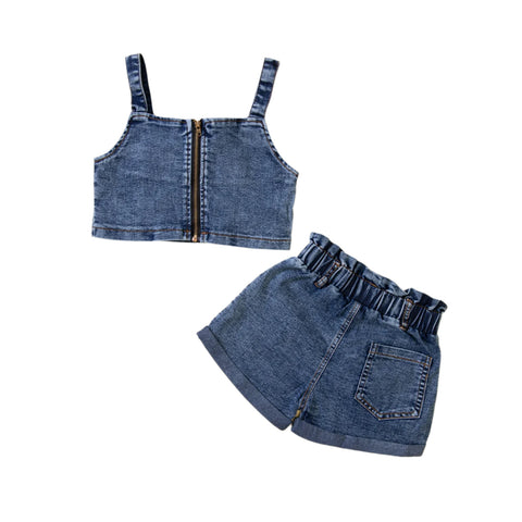 Bowknot Denim Short Set-Modern Baby Las Vegas