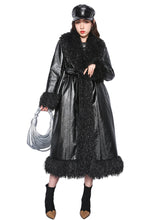 Load image into Gallery viewer, Belted Fur Leather Coat
