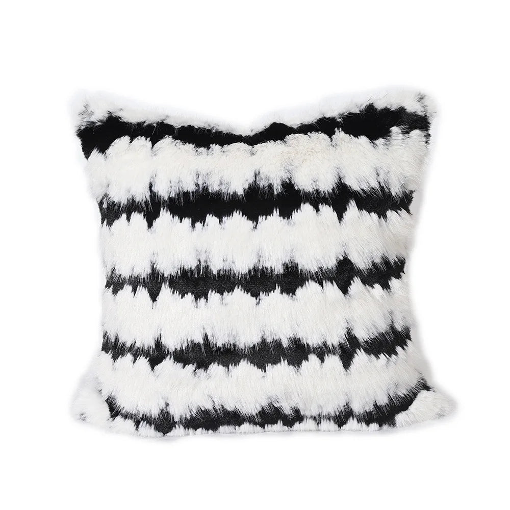 Black And White Fur Pillow Cover