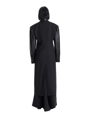 Patch Leather Trench Coat