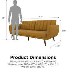 Load image into Gallery viewer, Ribbed Mustard Linen Sleeper Sofa
