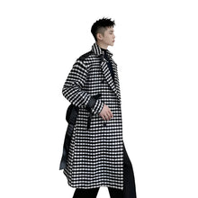 Load image into Gallery viewer, Long Patch Leather Checker Coat
