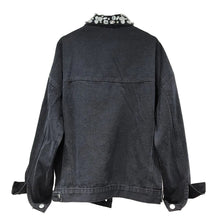 Load image into Gallery viewer, Black Large Crystal Denim Jacket
