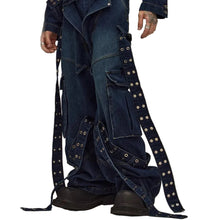 Load image into Gallery viewer, Metal Circle Ribbon Denim Jeans

