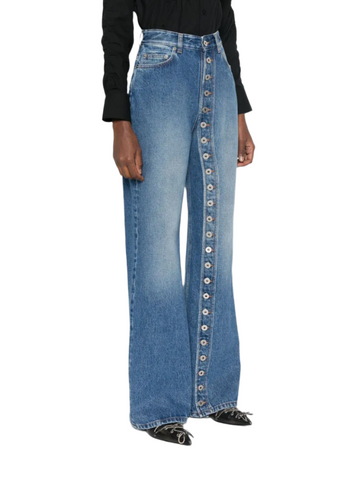 One-Sided Button Denimm Jeans-Modern Baby Las Vegas