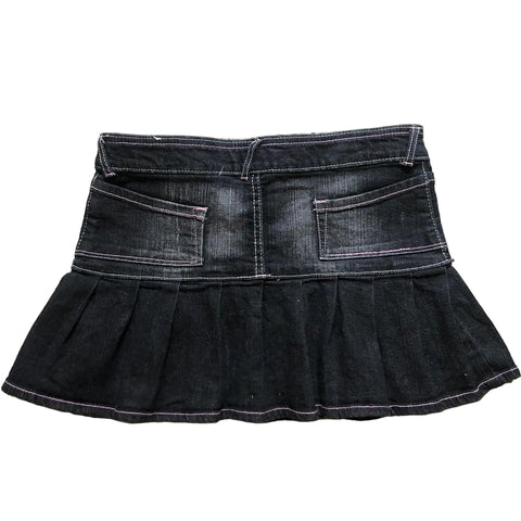 Pleated Graffiti Letter Denim Skirt | Modern Baby Las Vegas 